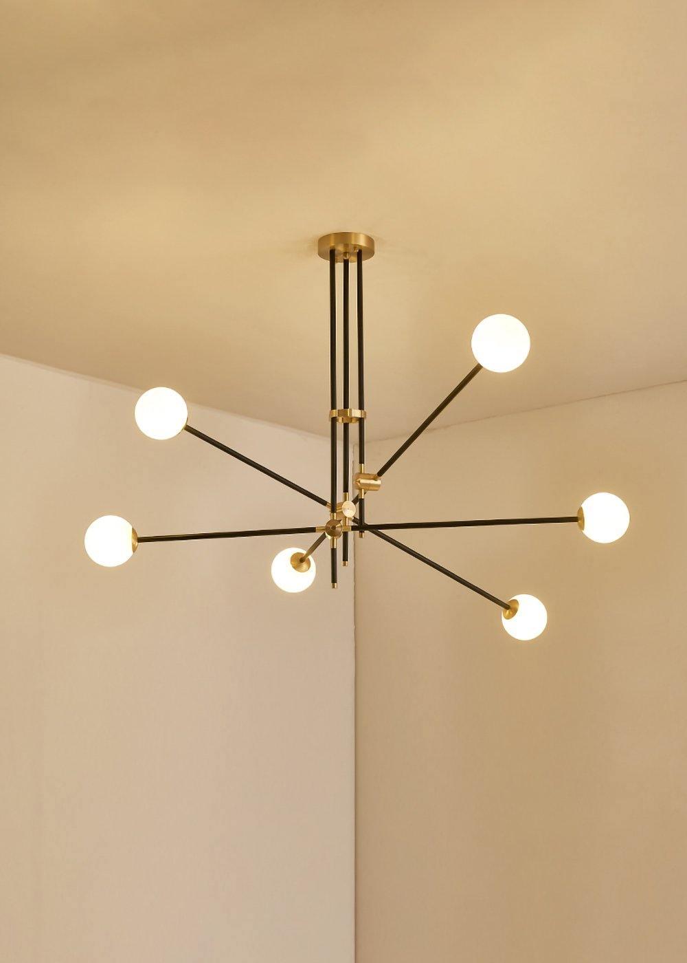 Lustra Chandelier SI Brass Glass Globe - Letslighting