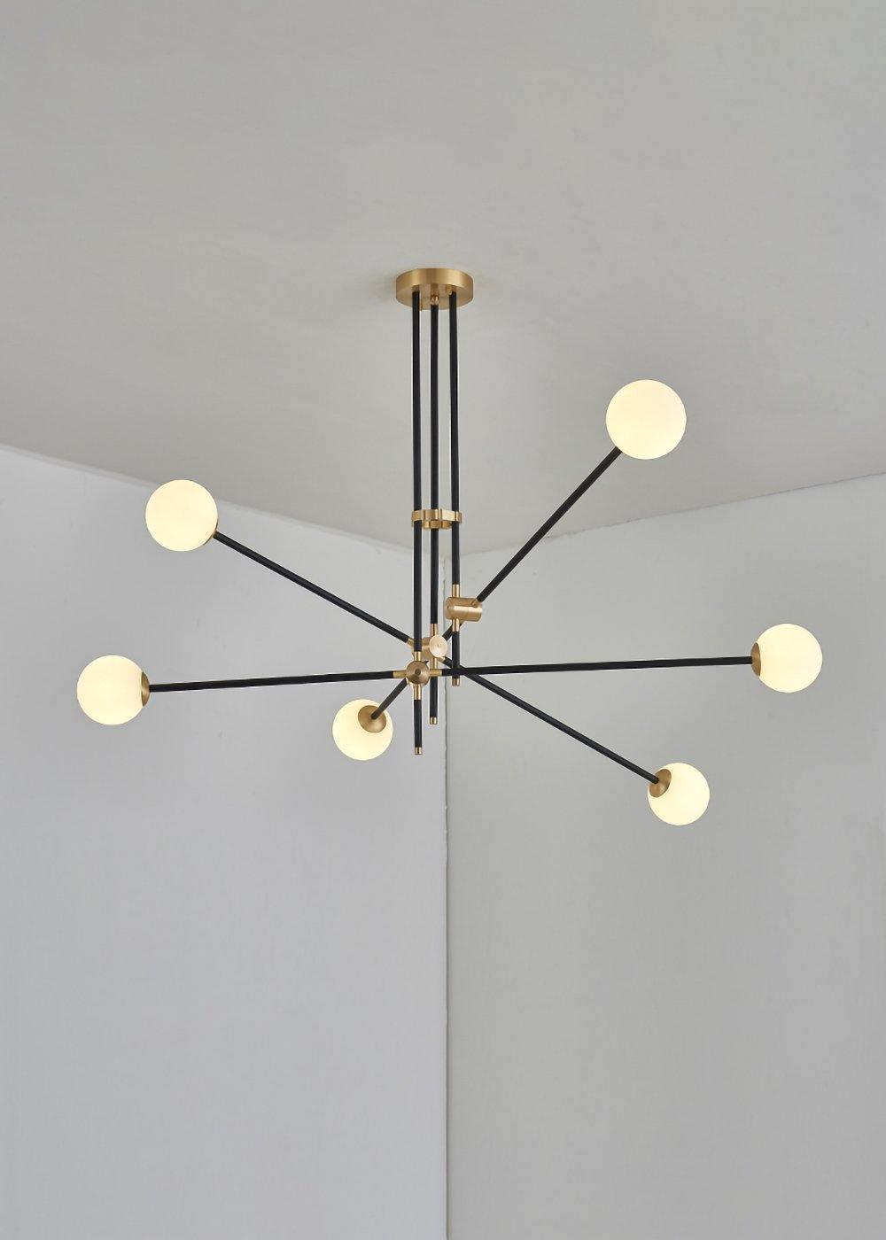 Lustra Chandelier SI Brass Glass Globe - Letslighting