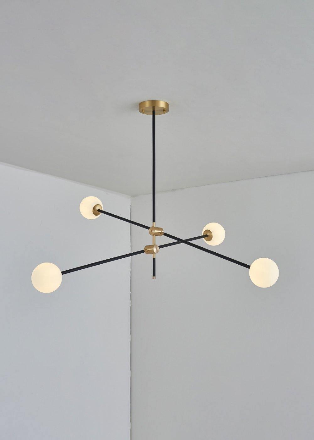 Lustra Chandelier SI Brass Glass Globe - Letslighting