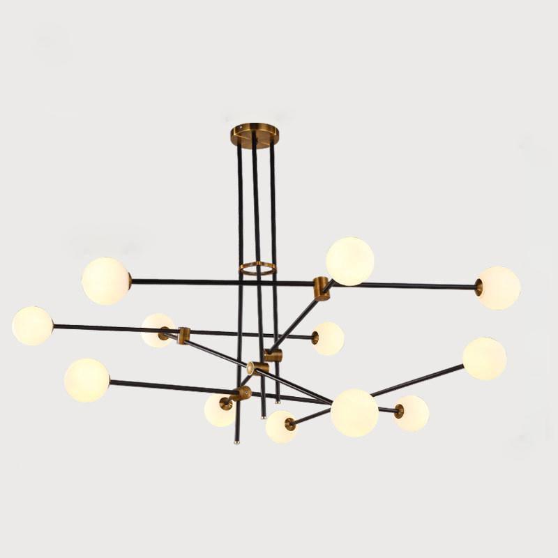 Lustra Chandelier SI Brass Glass Globe - Letslighting