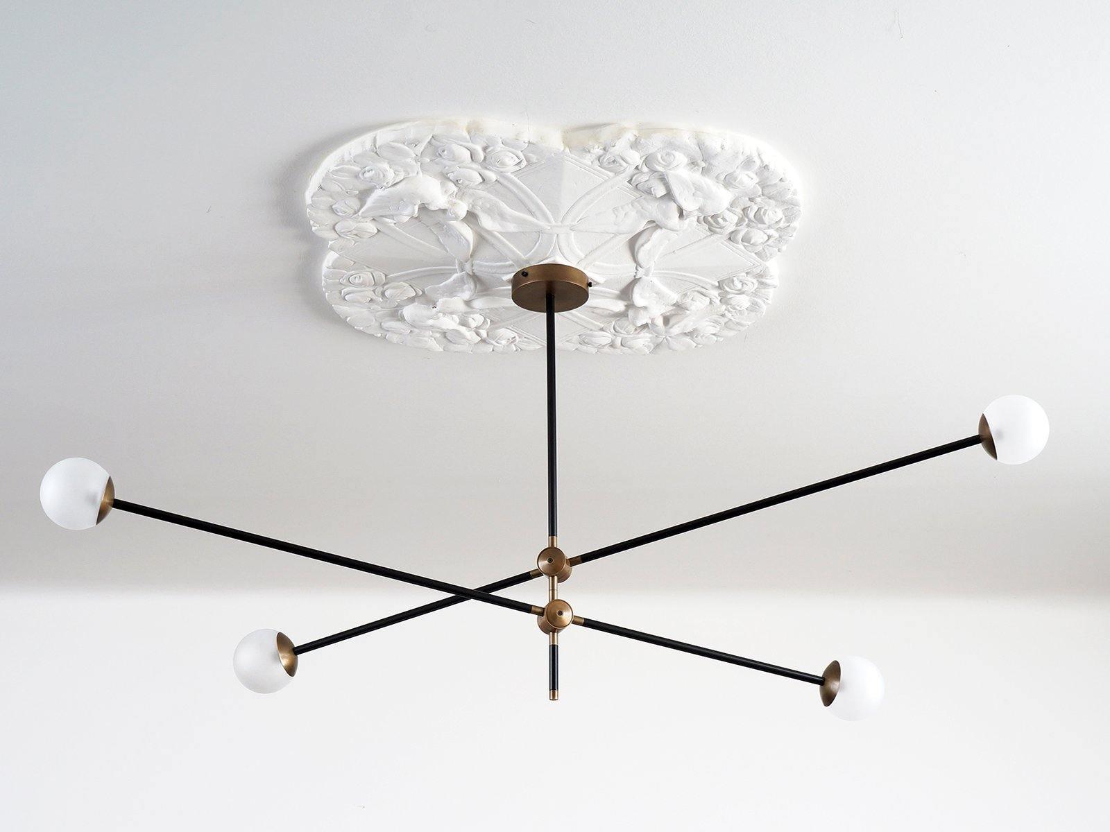 Lustra Chandelier SI Brass Glass Globe - Letslighting