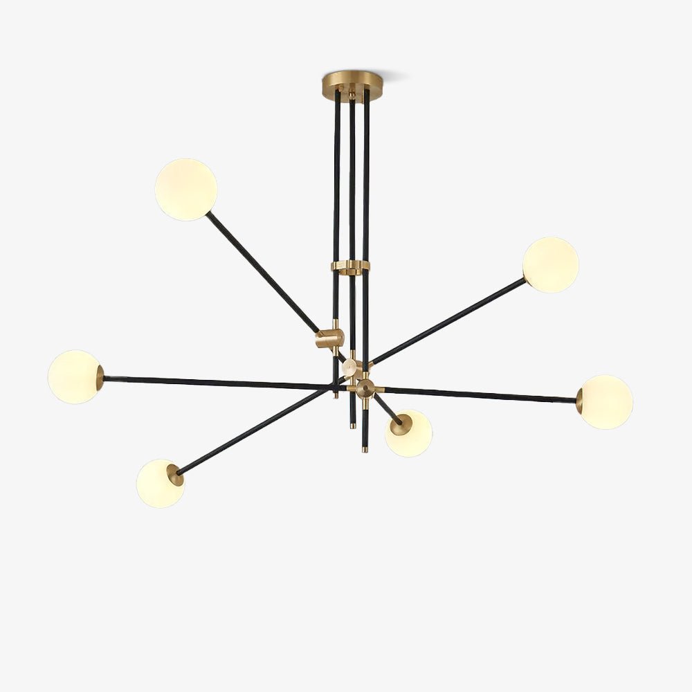 Lustra Chandelier SI Brass Glass Globe - Letslighting