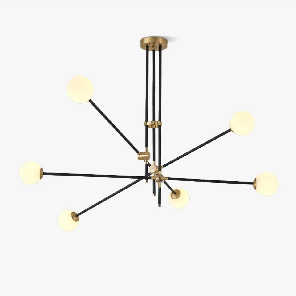 Lustra Chandelier SI Brass Glass Globe - Letslighting