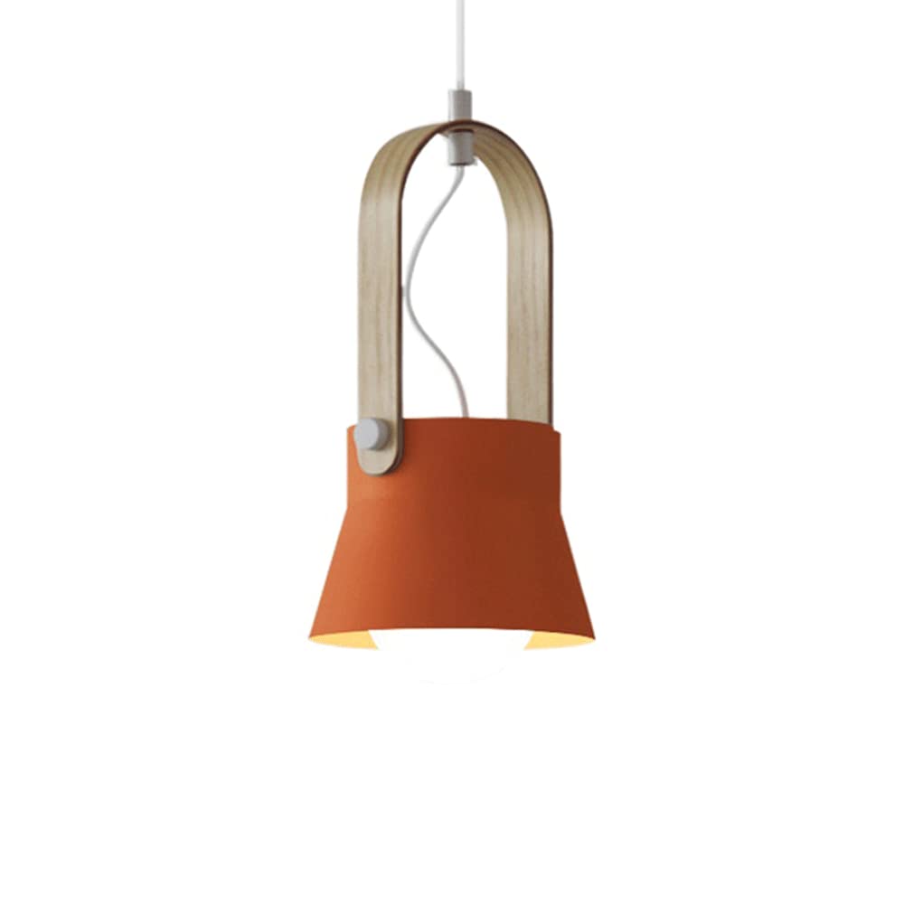 Valentina Vintage Pendant Light Black/Orange Metal/Wood Bedroom