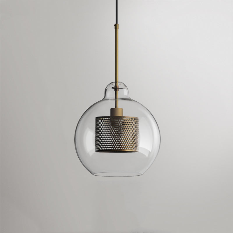 Arisha Contemporary Golden Pendant Light, Metal/Glass, Globe/Cylindric