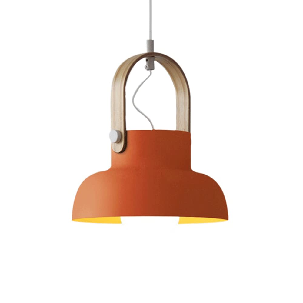 Valentina Vintage Pendant Light Black/Orange Metal/Wood Bedroom