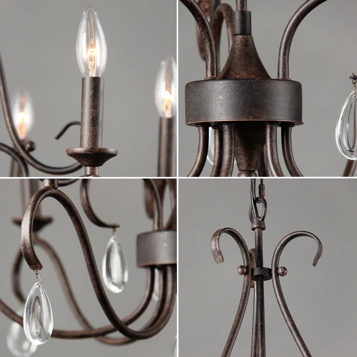 Uzorus Vintage Industrial Crystal Chandelier - Letslighting