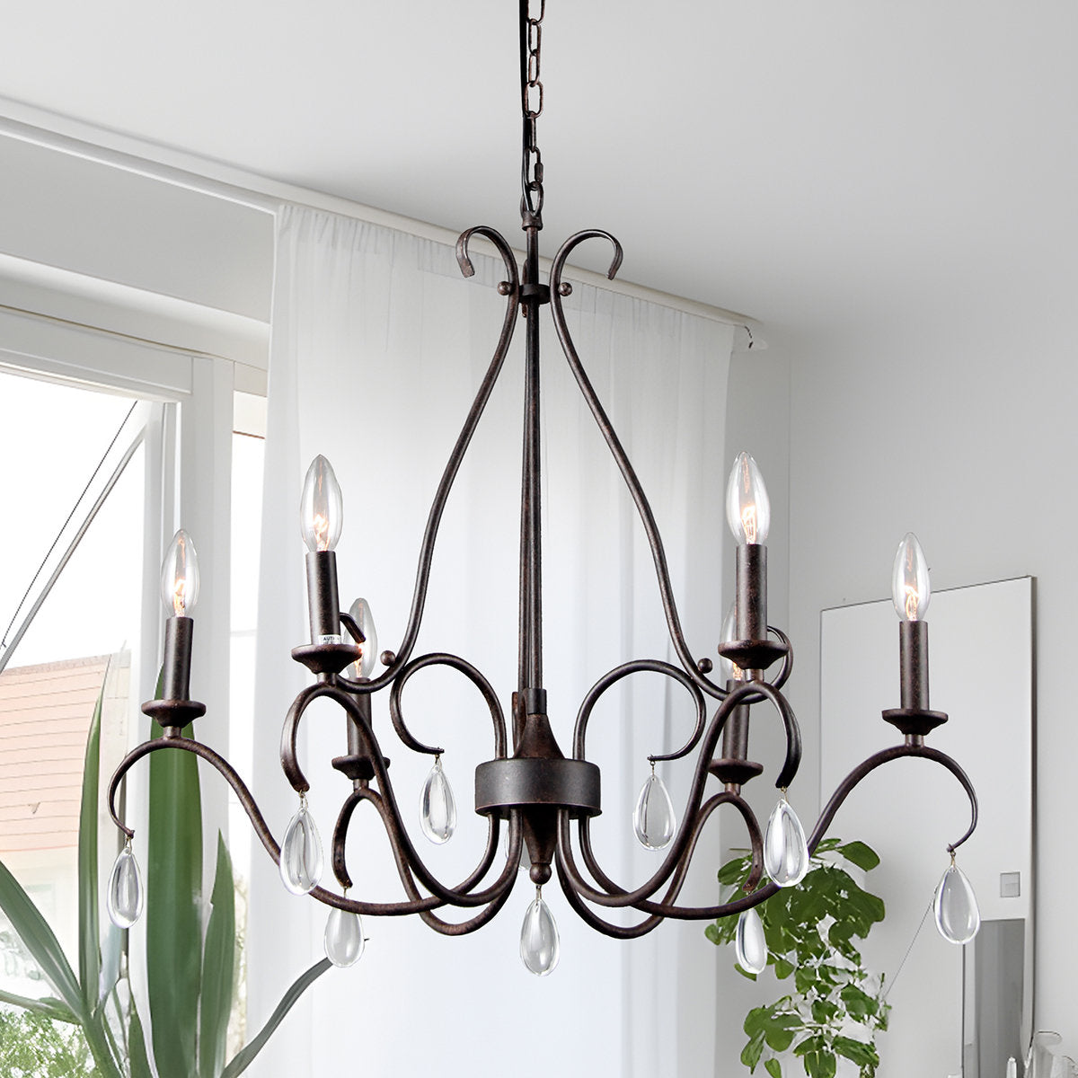 Uzorus Vintage Industrial Crystal Chandelier - Letslighting