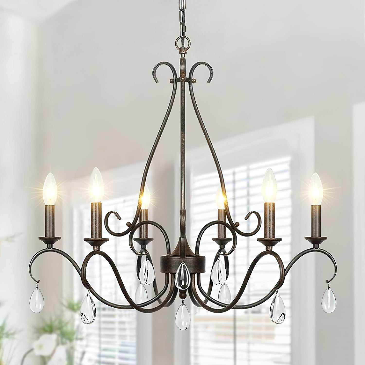 Uzorus Vintage Industrial Crystal Chandelier - Letslighting