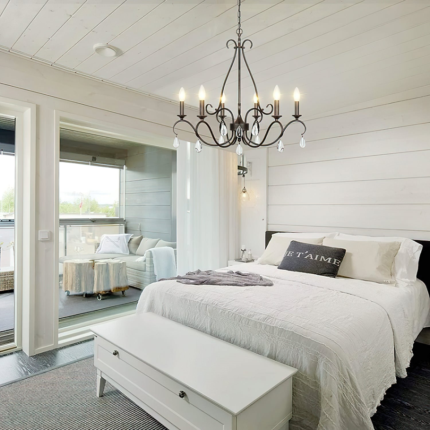 Uzorus Vintage Industrial Crystal Chandelier - Letslighting