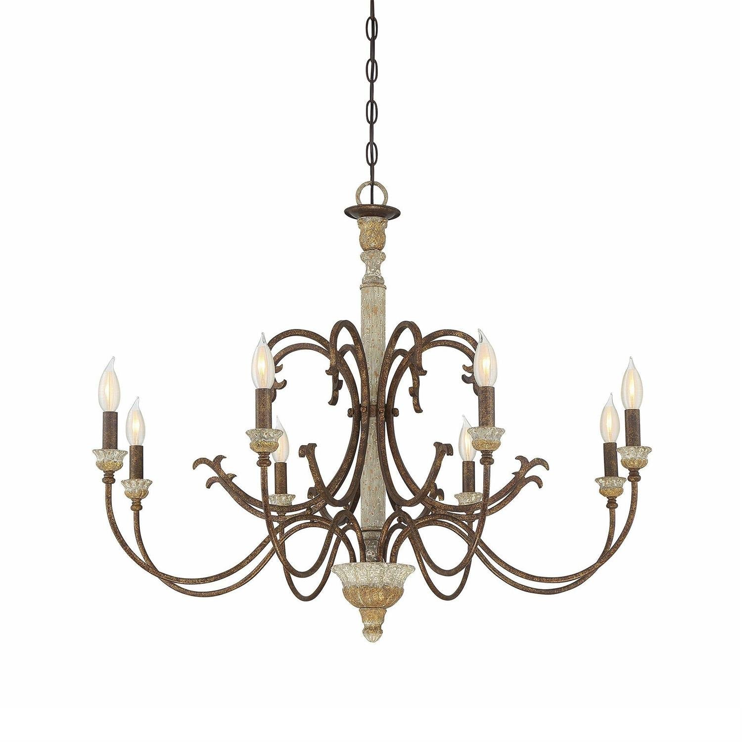 Evareth Vintage Industrial Hand-carved Wood Chandelier - Letslighting