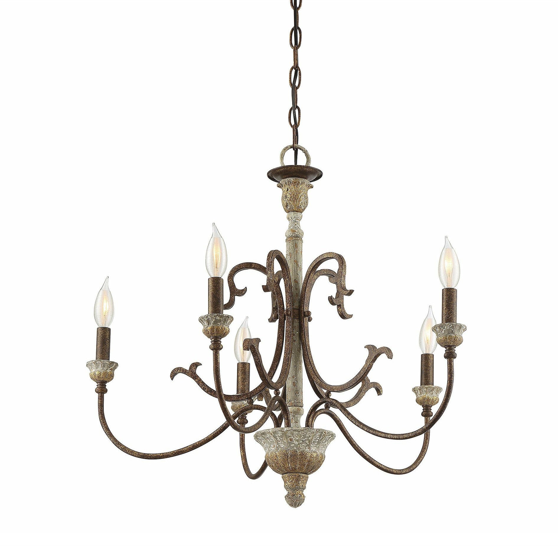 Evareth Vintage Industrial Hand-carved Wood Chandelier - Letslighting