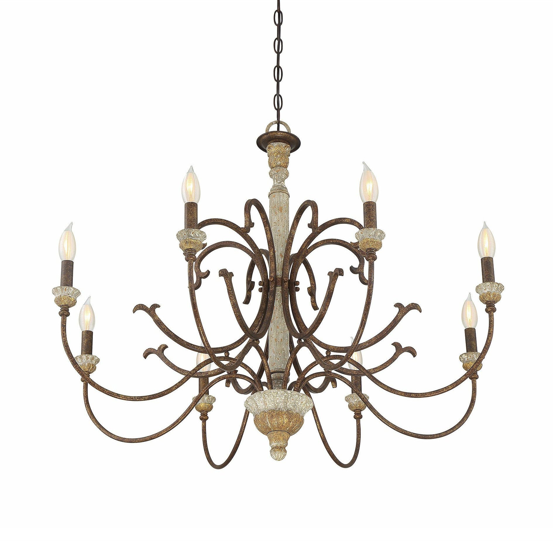 Evareth Vintage Industrial Hand-carved Wood Chandelier - Letslighting