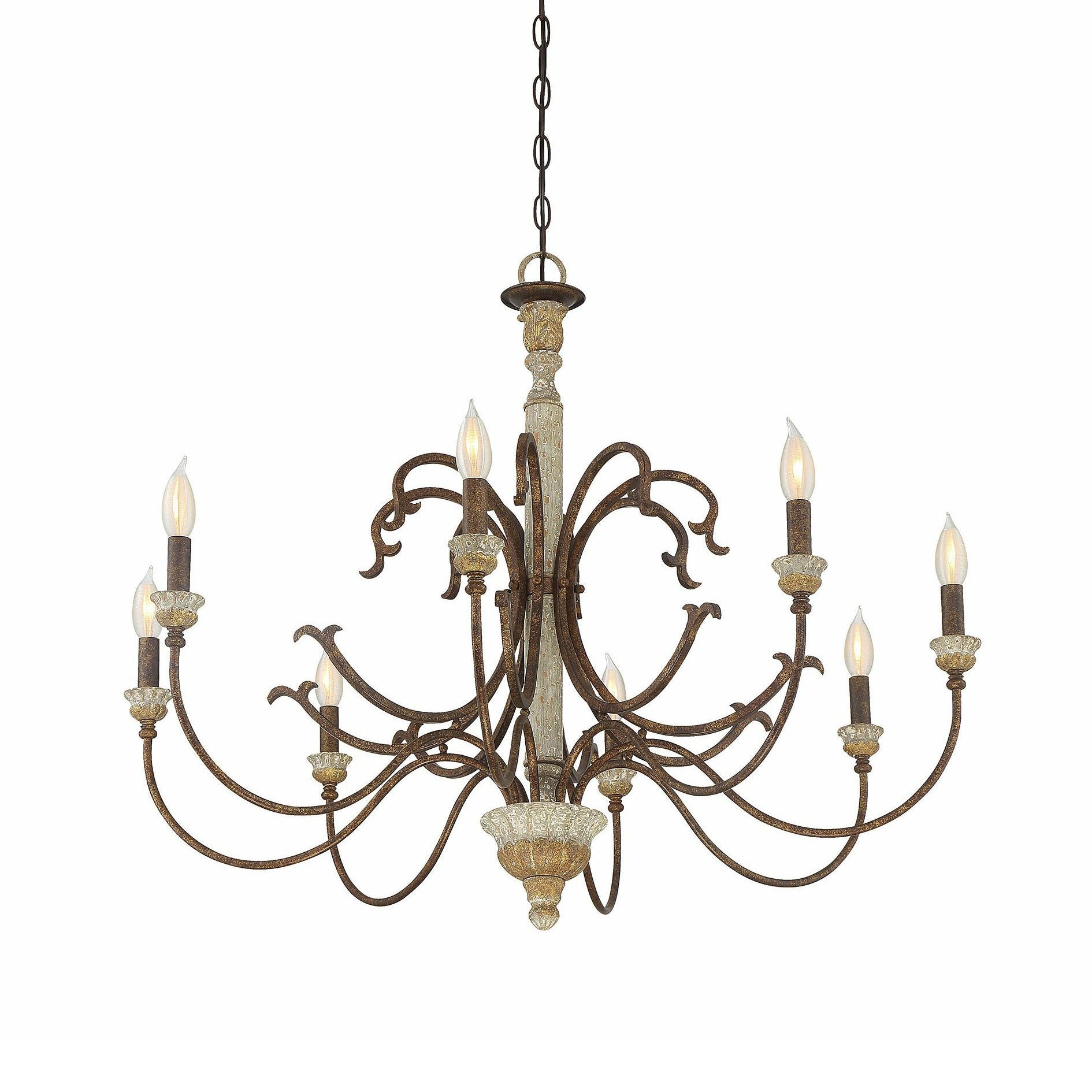Evareth Vintage Industrial Hand-carved Wood Chandelier - Letslighting