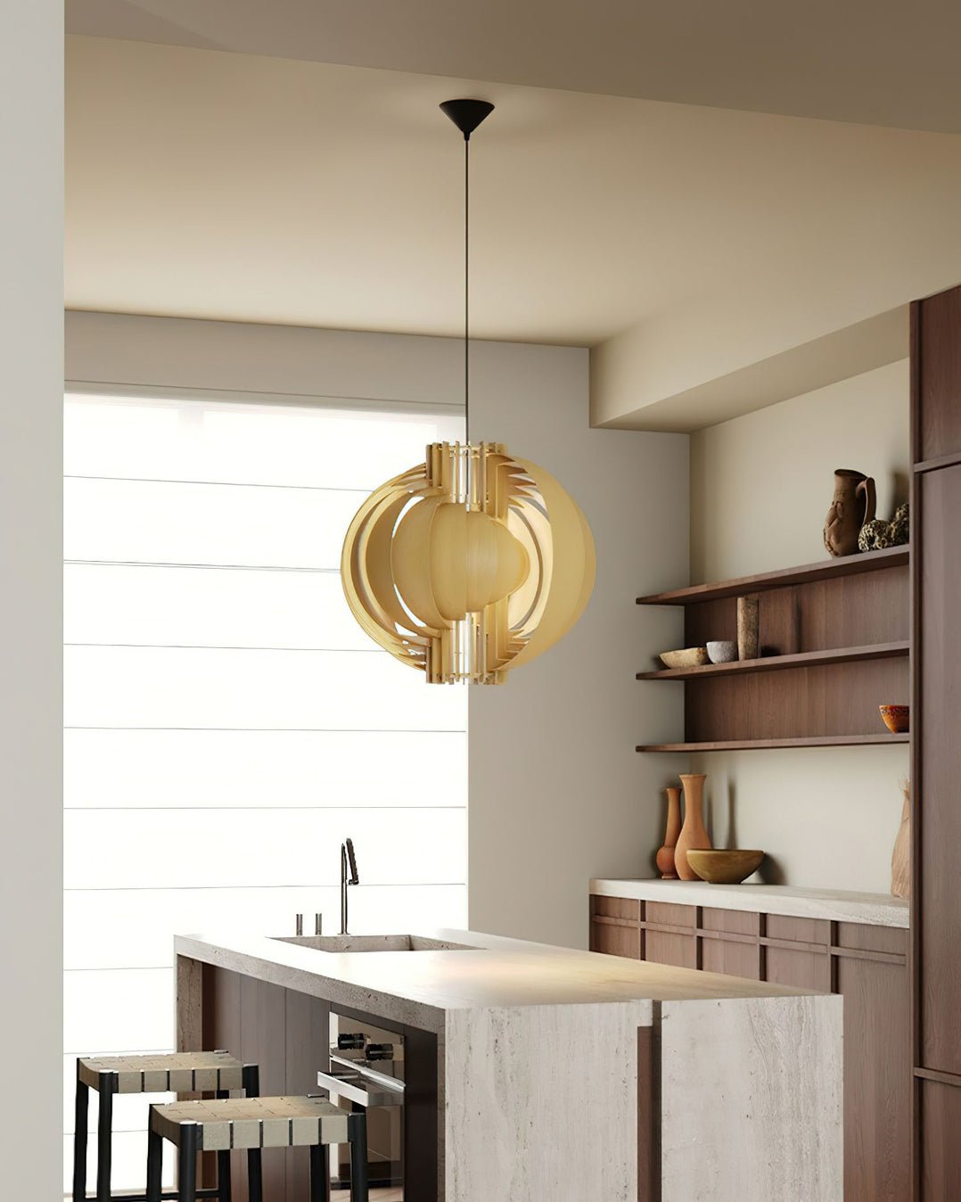 Ivraeus Premium Elegance Ring Wood Pendant Light - Letslighting
