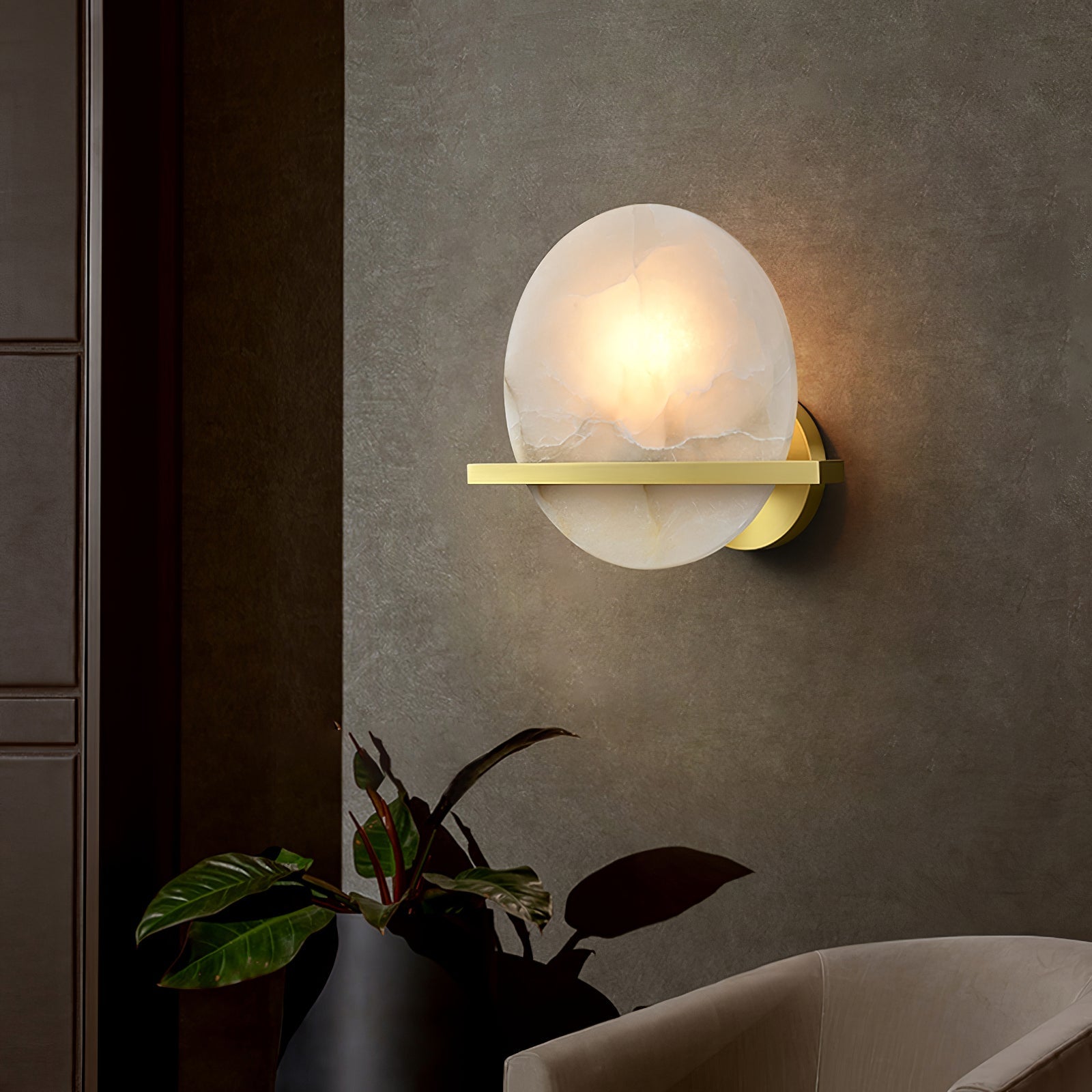 Savion Wall Lamp Alabaster Moon Horizon - Letslighting