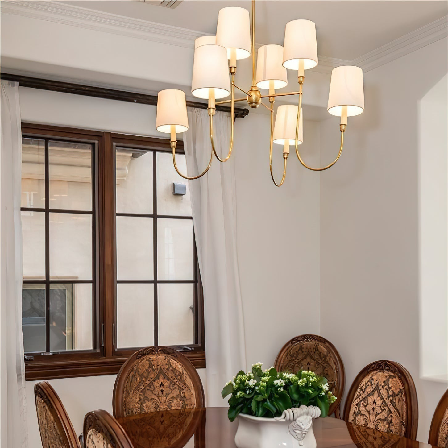 Lustra Chandelier Vendome Brass White Shade - Letslighting