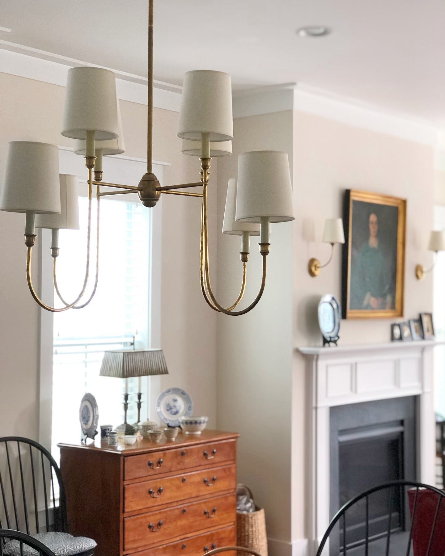 Lustra Chandelier Vendome Brass White Shade - Letslighting