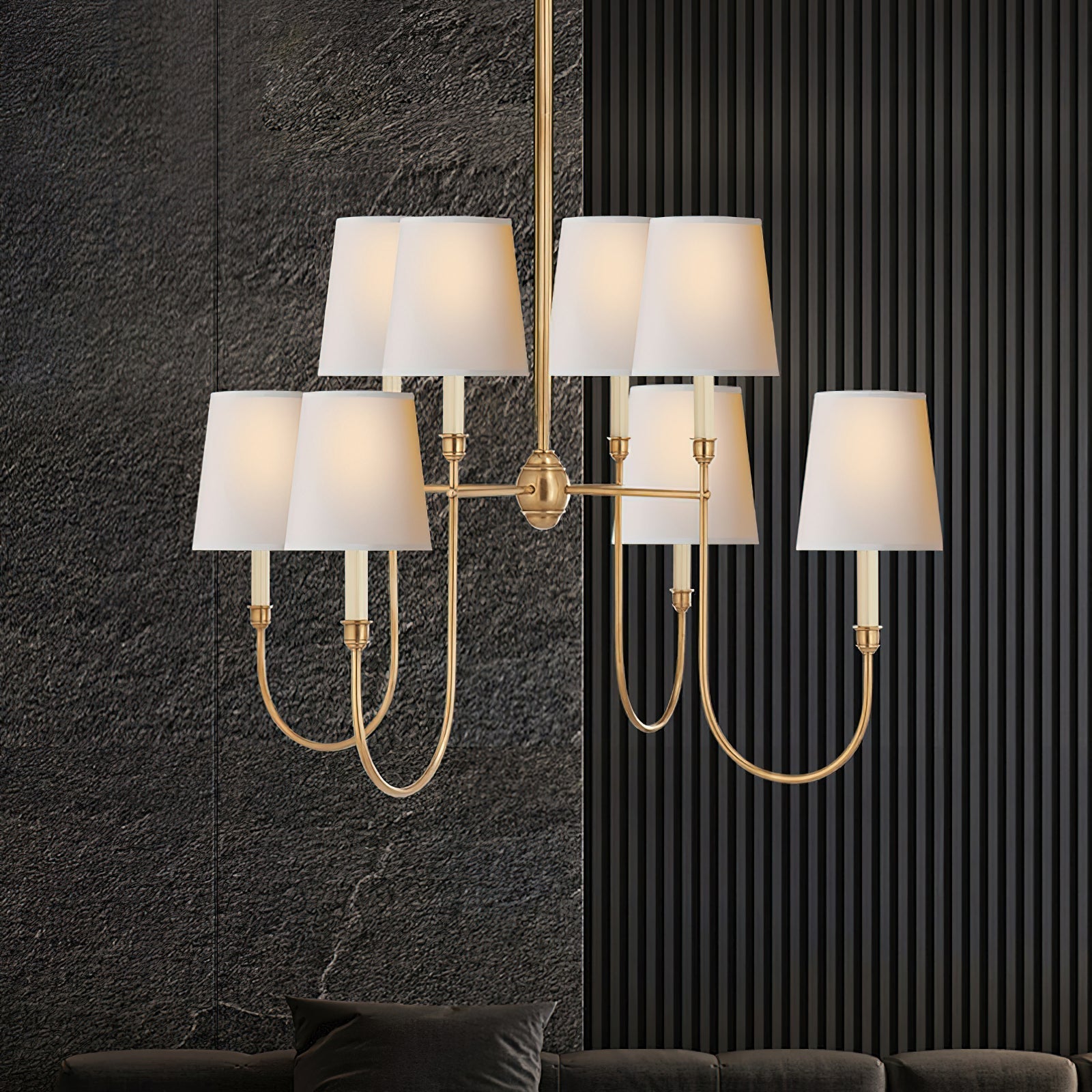 Lustra Chandelier Vendome Brass White Shade - Letslighting