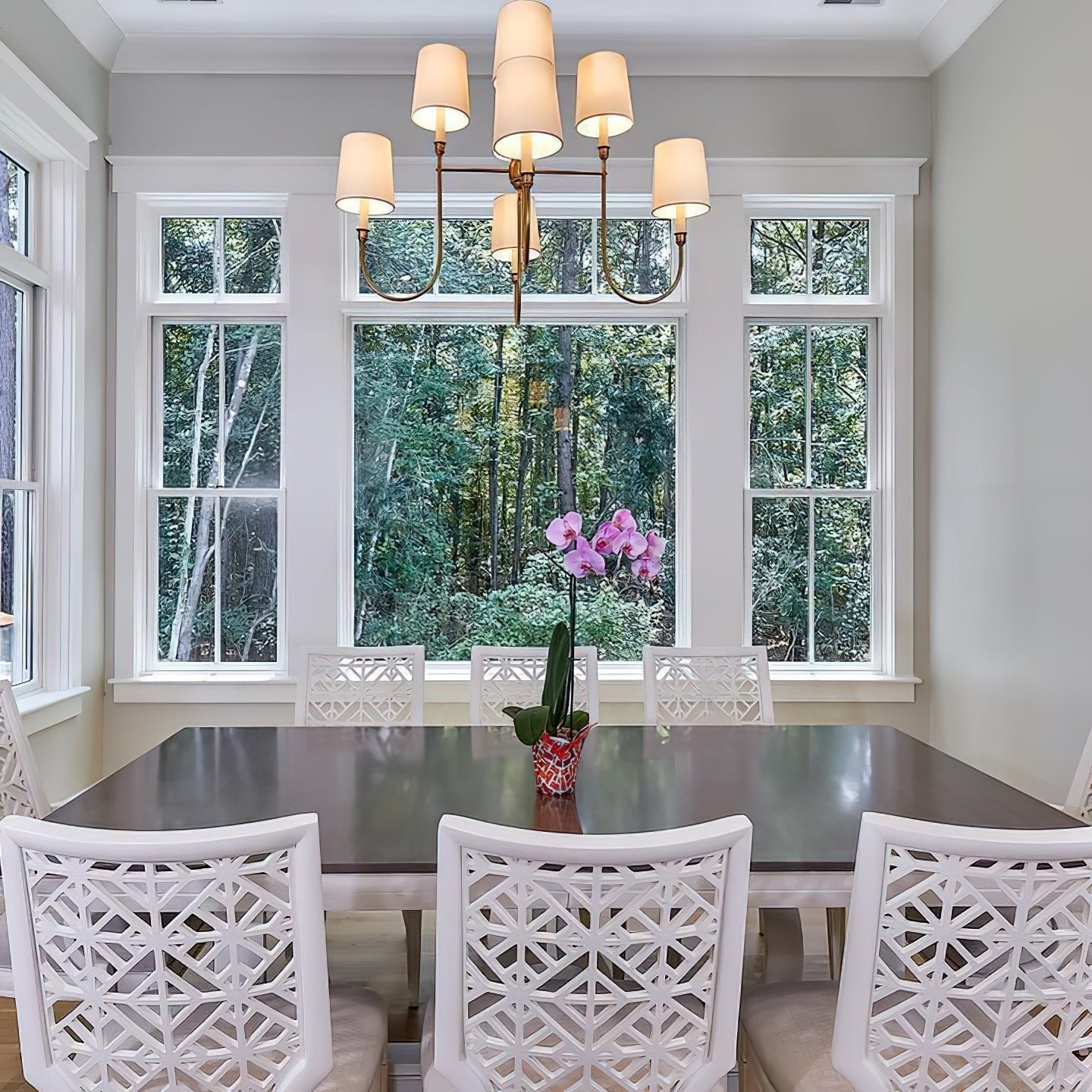 Lustra Chandelier Vendome Brass White Shade - Letslighting