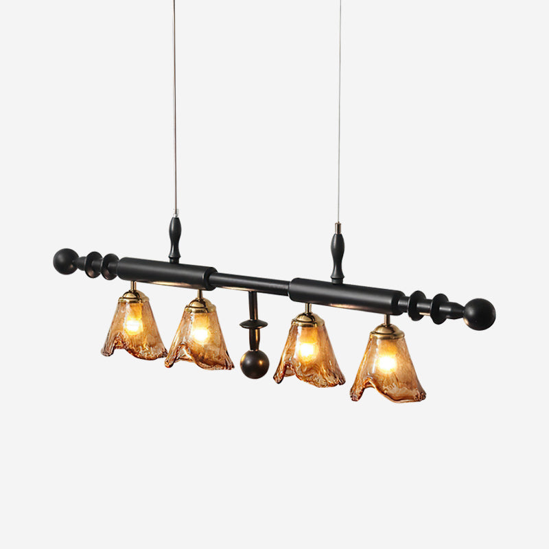 Savoy Chandelier Glass Textured Shades Black Frame - Letslighting