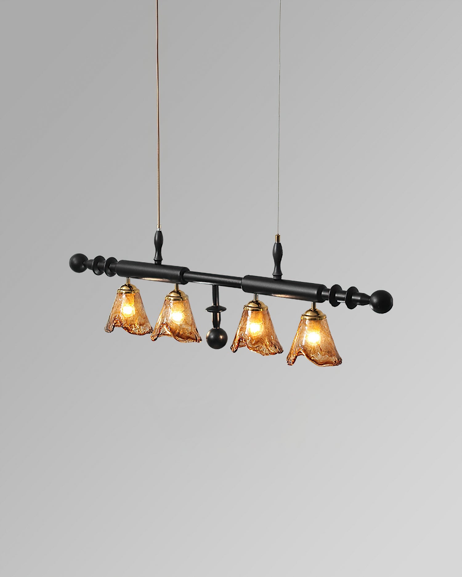 Savoy Chandelier Glass Textured Shades Black Frame - Letslighting