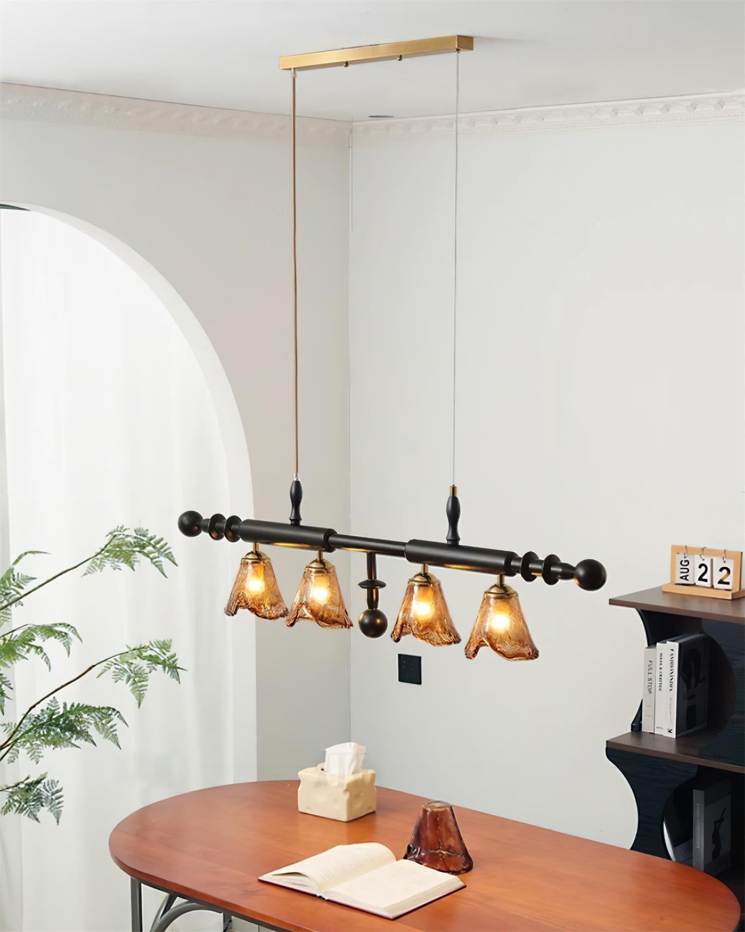 Savoy Chandelier Glass Textured Shades Black Frame - Letslighting