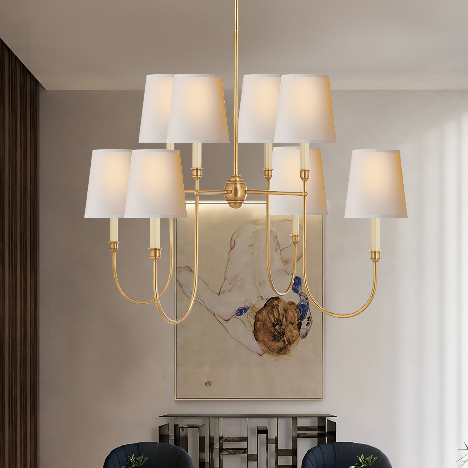 Lustra Chandelier Vendome Brass White Shade - Letslighting
