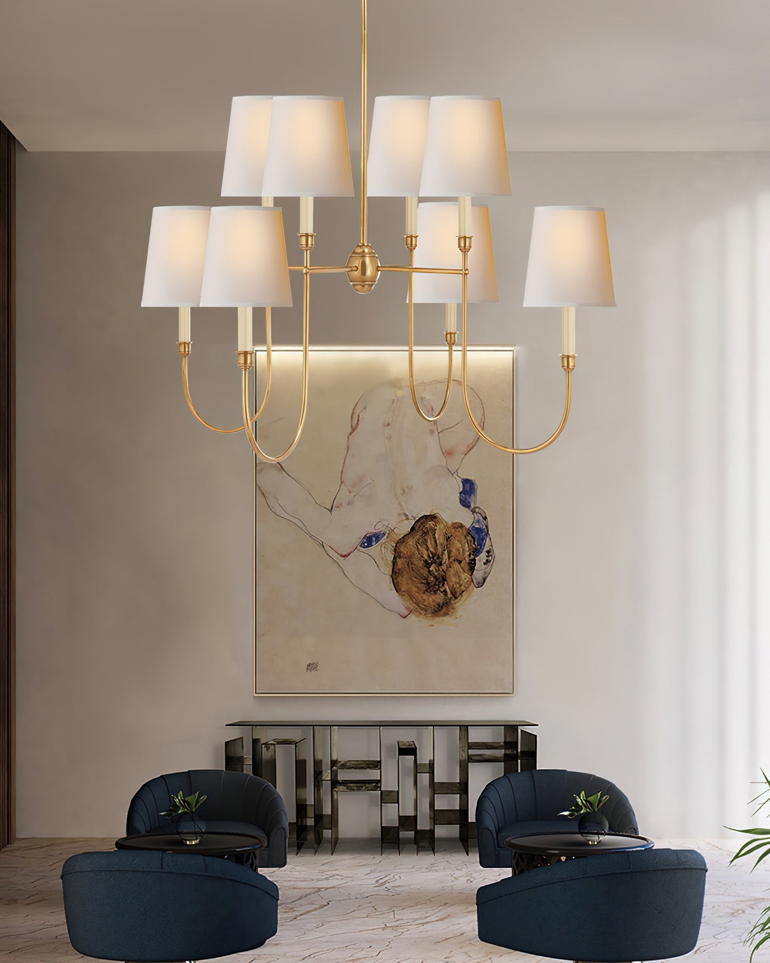 Lustra Chandelier Vendome Brass White Shade - Letslighting