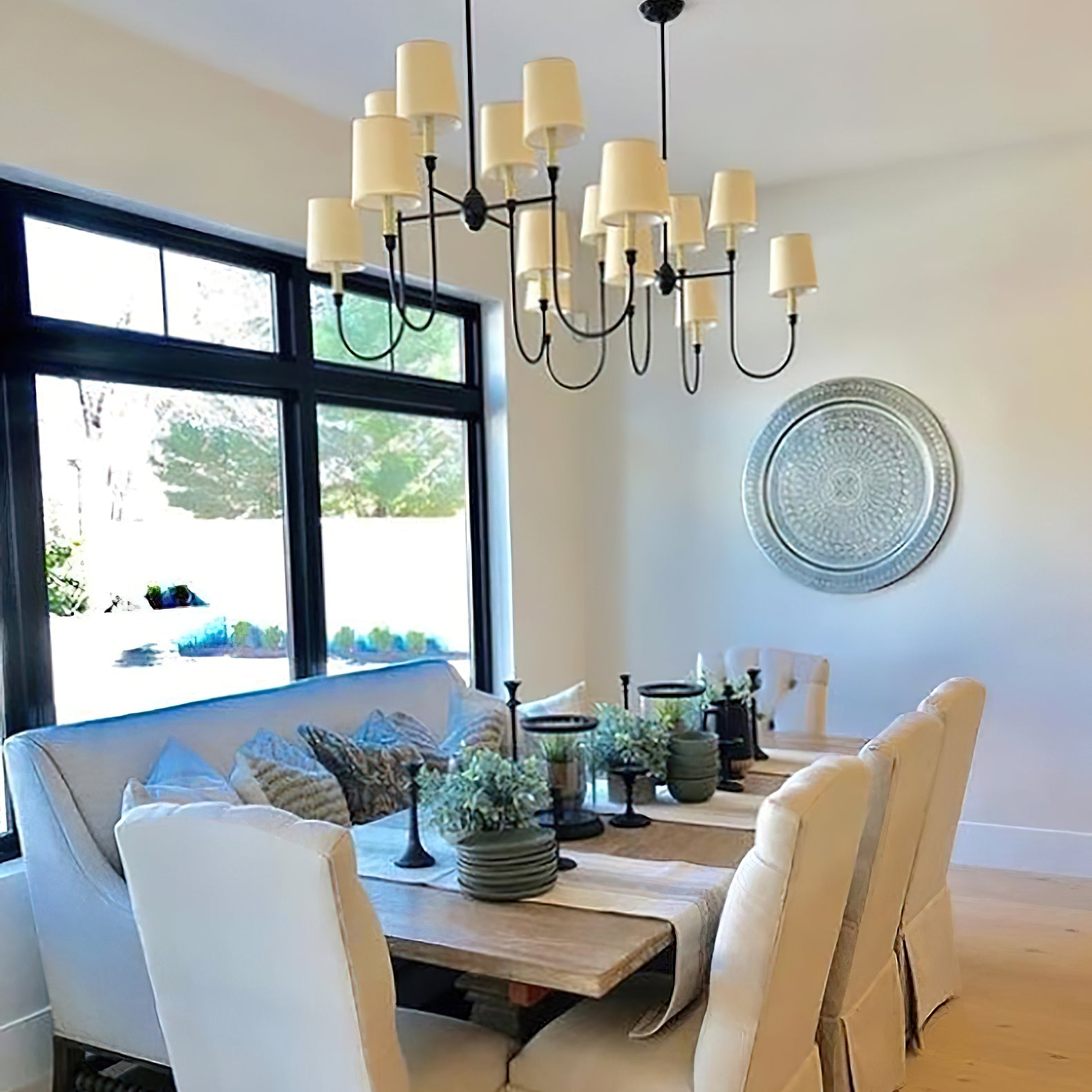 Lustra Chandelier Vendome Brass White Shade - Letslighting
