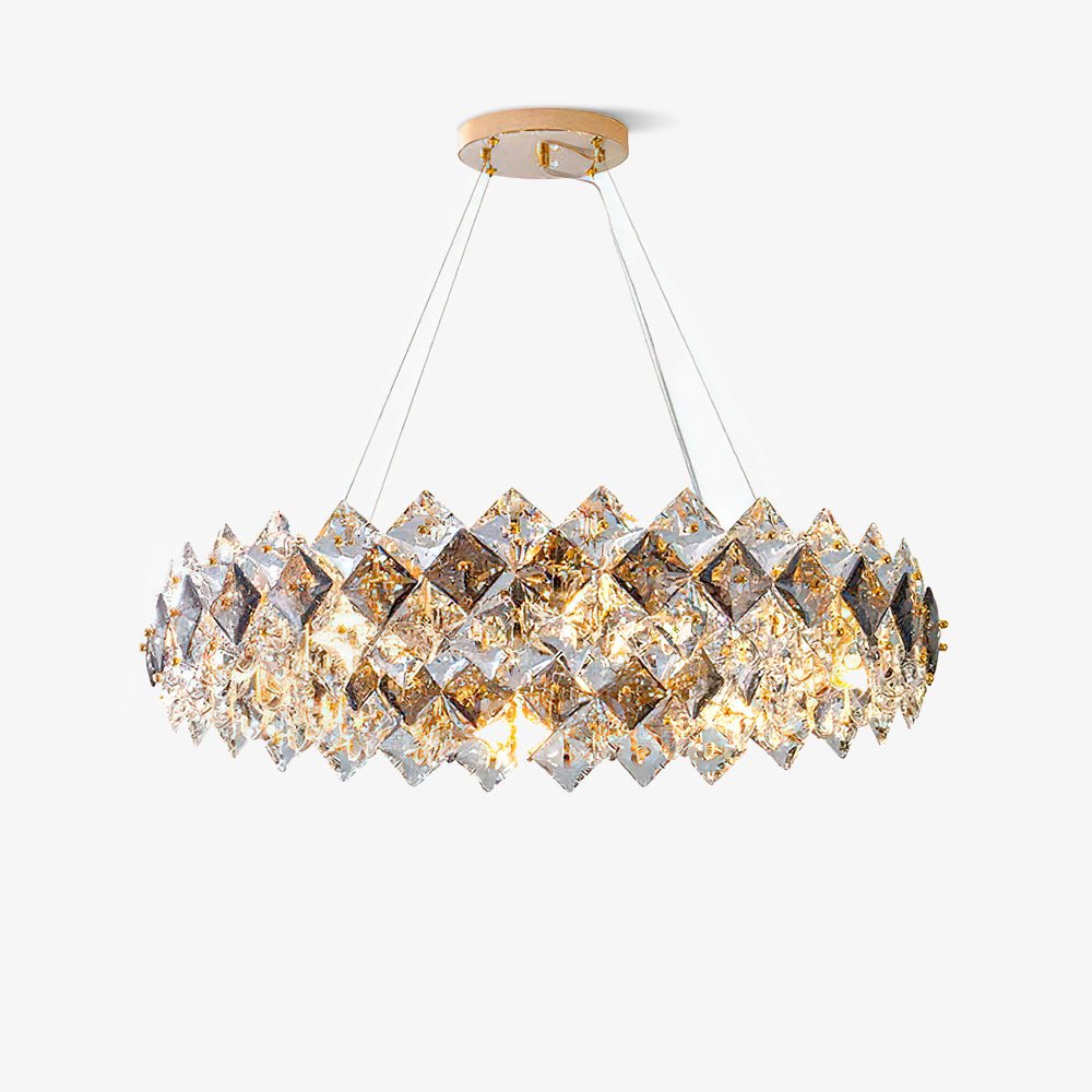 Lustra Chandelier Scale Crystal Round with Gold LED - Letslighting