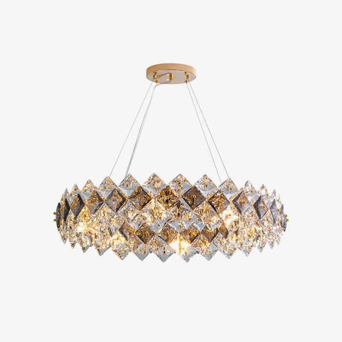 Lustra Chandelier Scale Crystal Round with Gold LED - Letslighting