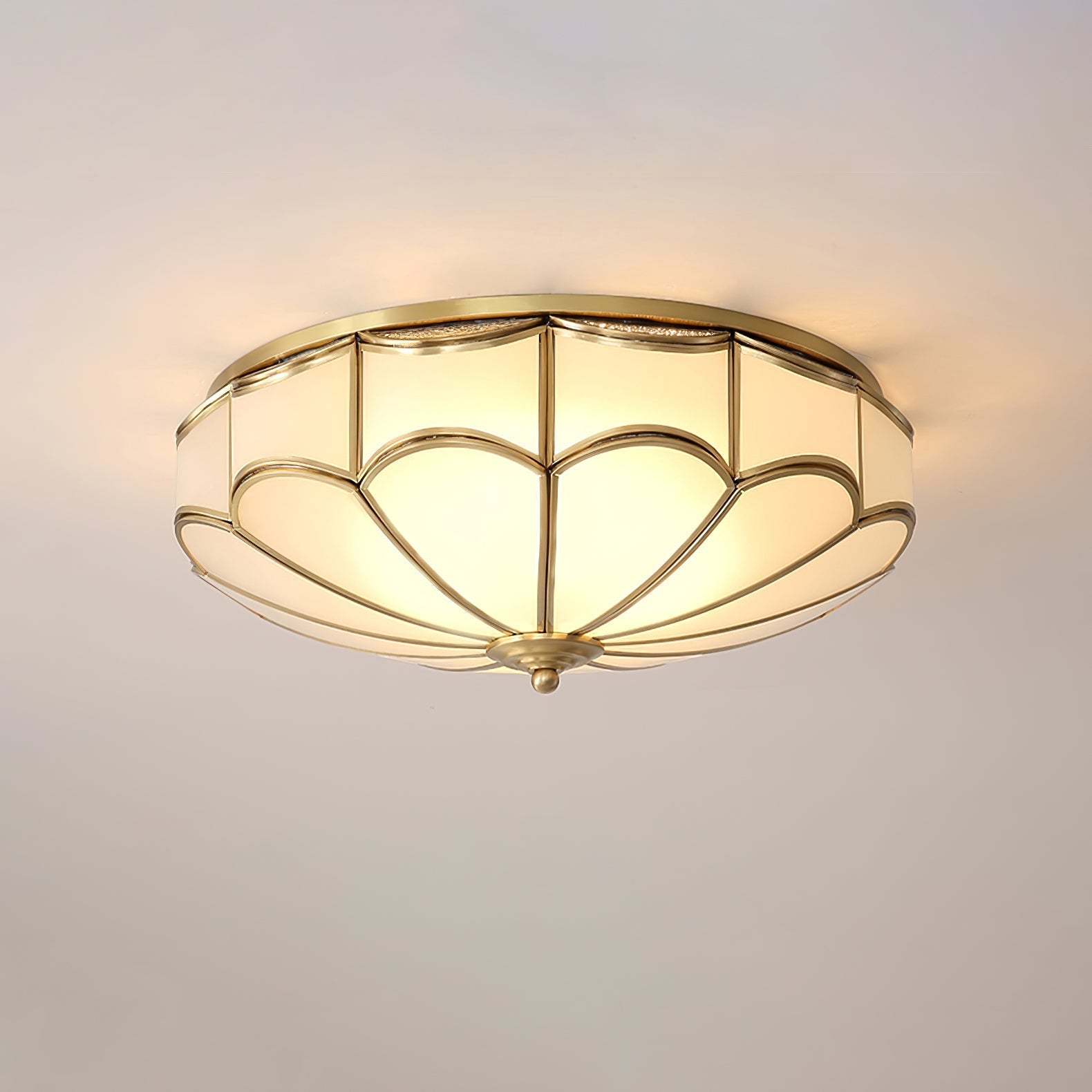 Evmarara Elegance Brass Glass Flush Ceiling Light - Letslighting