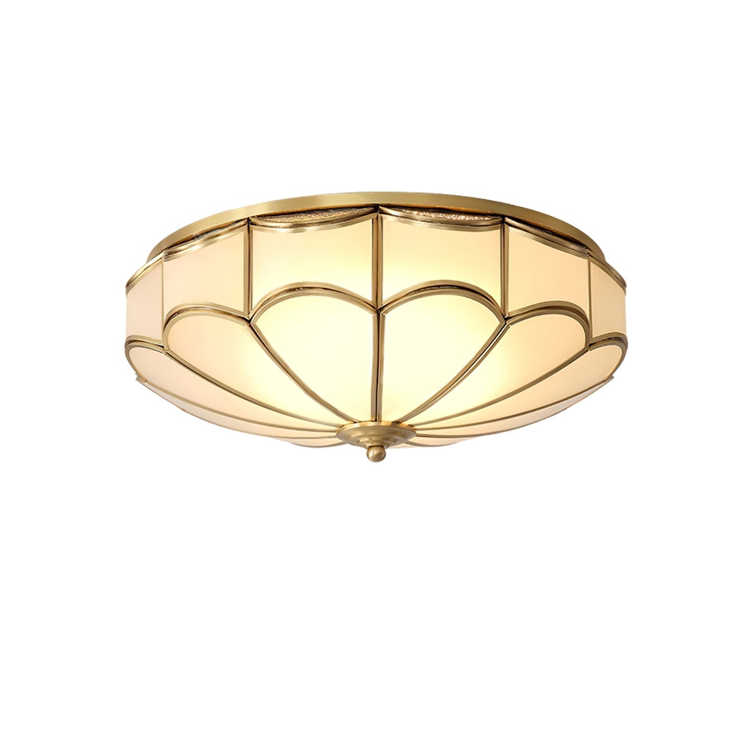 Evmarara Elegance Brass Glass Flush Ceiling Light - Letslighting