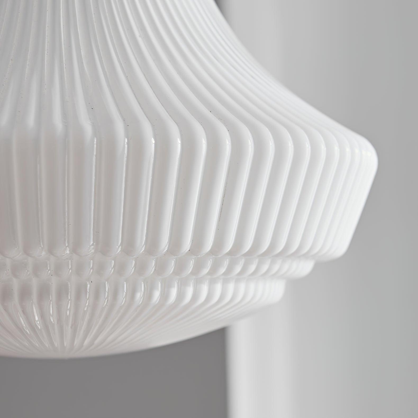 Solara Pendant Lamp Opal Glass Ribbed Bell Brass Vintage - Letslighting