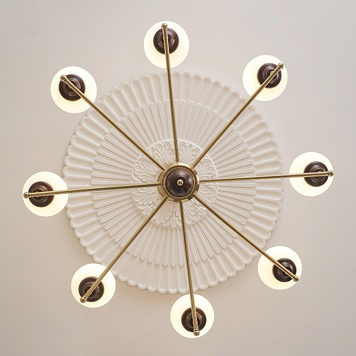 Sciolari Chandelier Walnut Wood Curved Arms - Letslighting