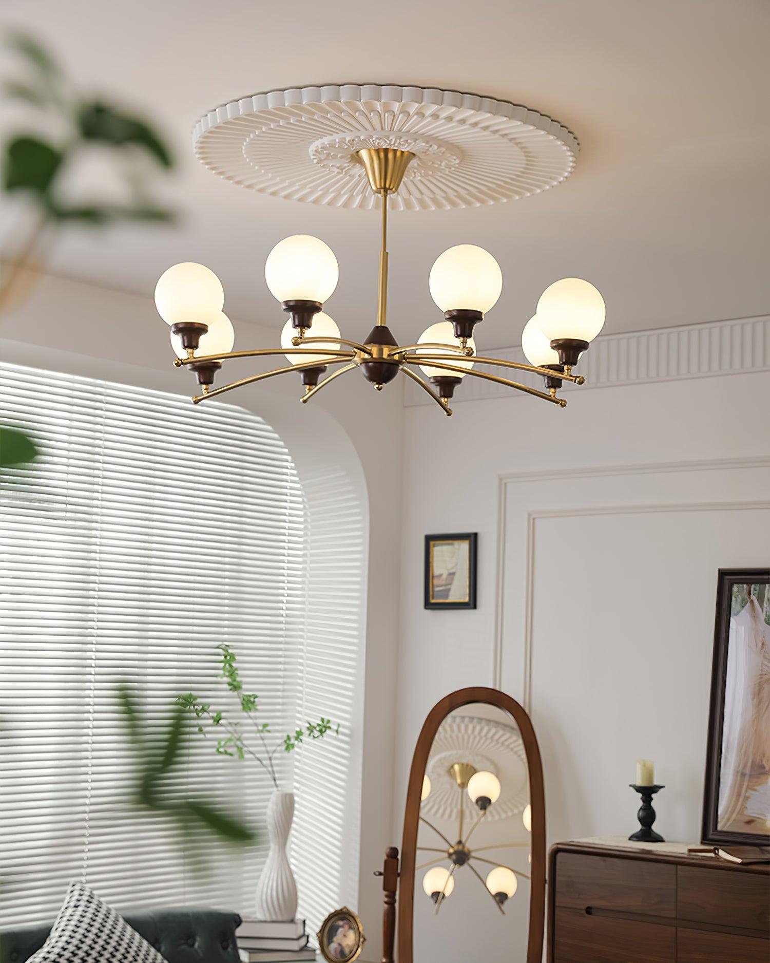 Sciolari Chandelier Vintage Wood Glass - Letslighting