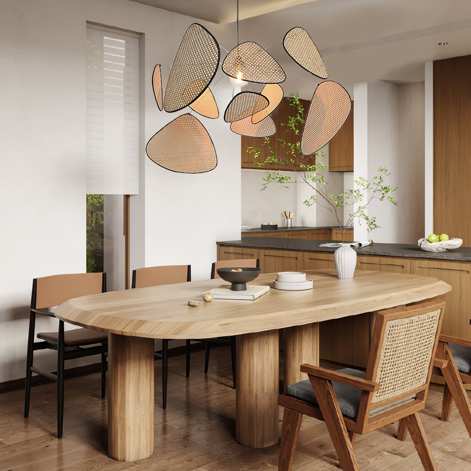 Lustra Pendant Light Rattan Swag Industrial - Letslighting