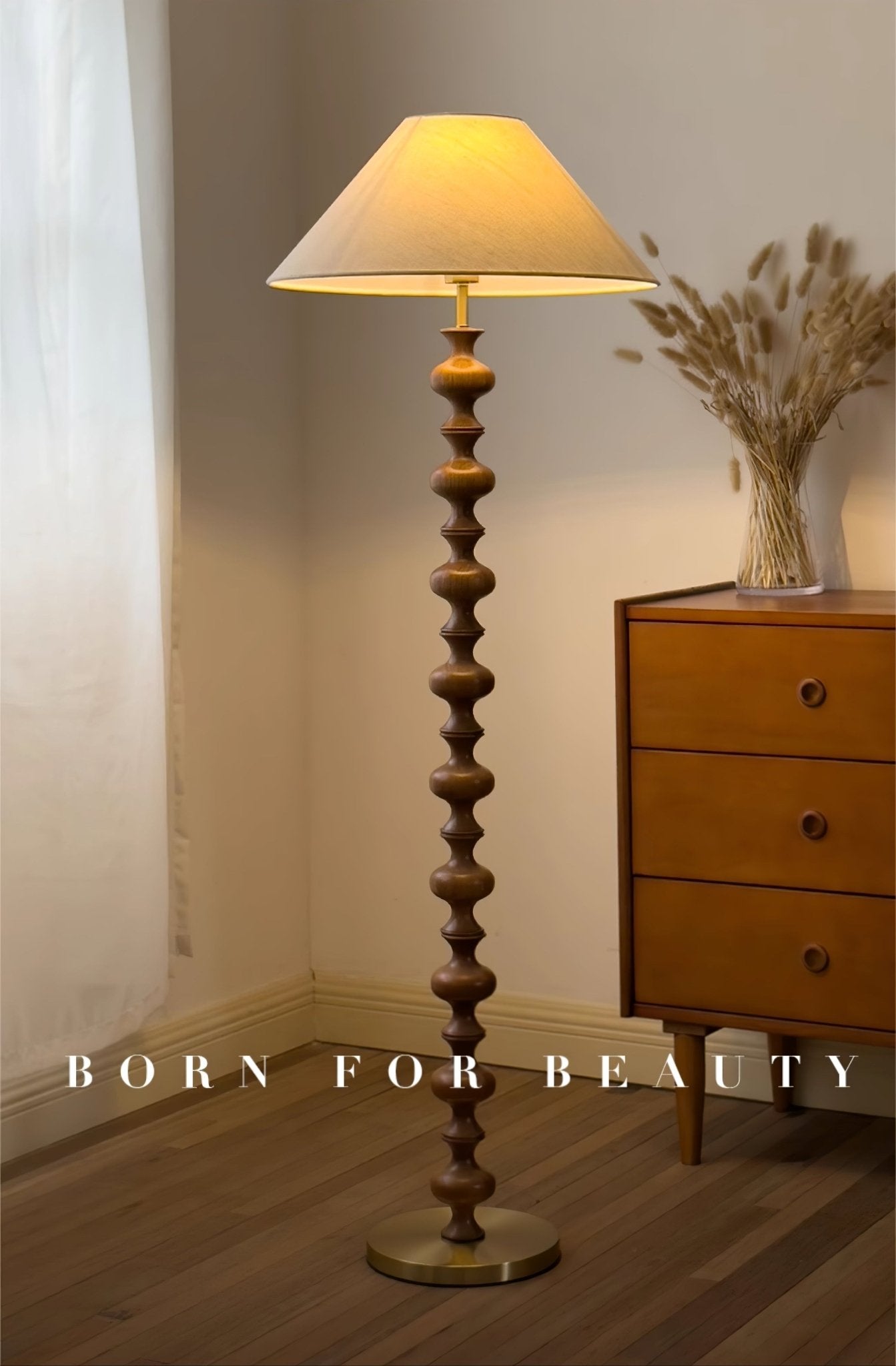 Lioriven Wood Fabric Floor Lamp - Letslighting