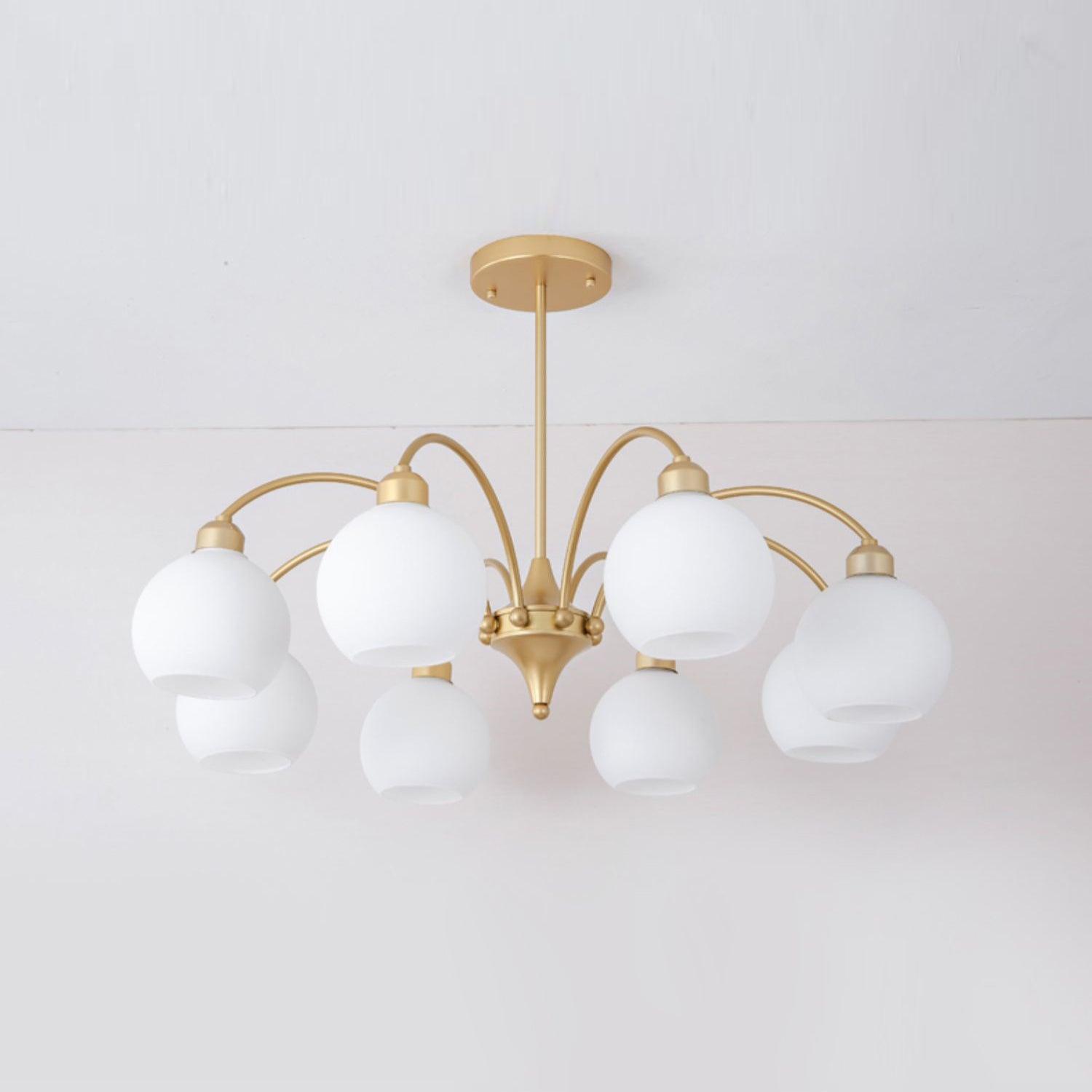 Lustra Chandelier Sculptural Glass Gold Modern 8-Light - Letslighting