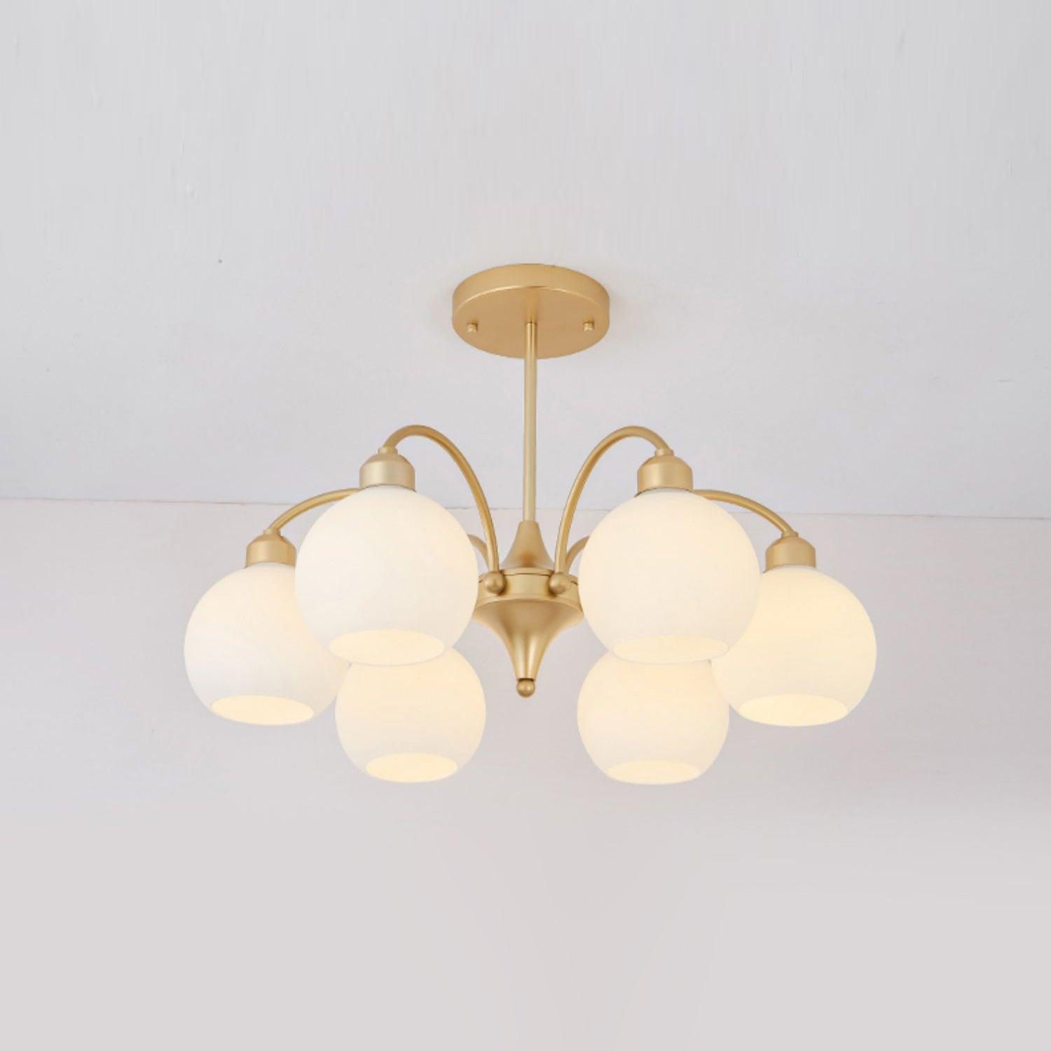 Lustra Chandelier Sculptural Glass Gold Modern 8-Light - Letslighting
