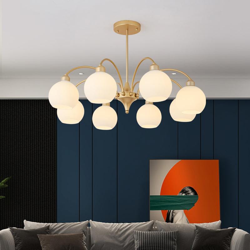 Lustra Chandelier Sculptural Glass Gold Modern 8-Light - Letslighting