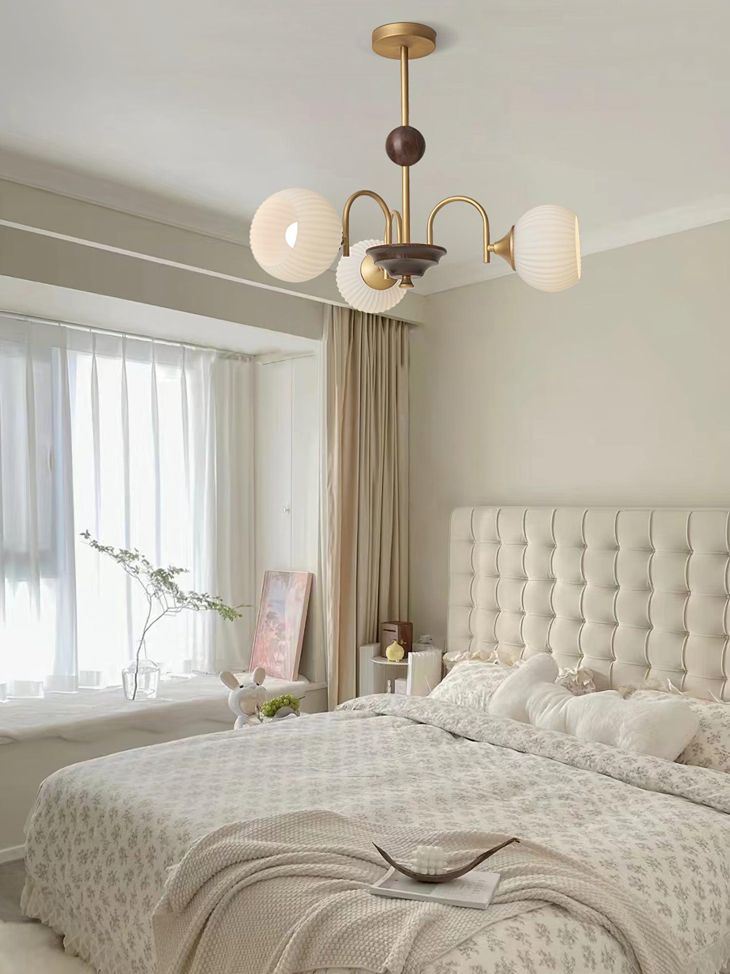 Lustra Chandelier Sculptural Glass Ribbed with Iron - Letslighting