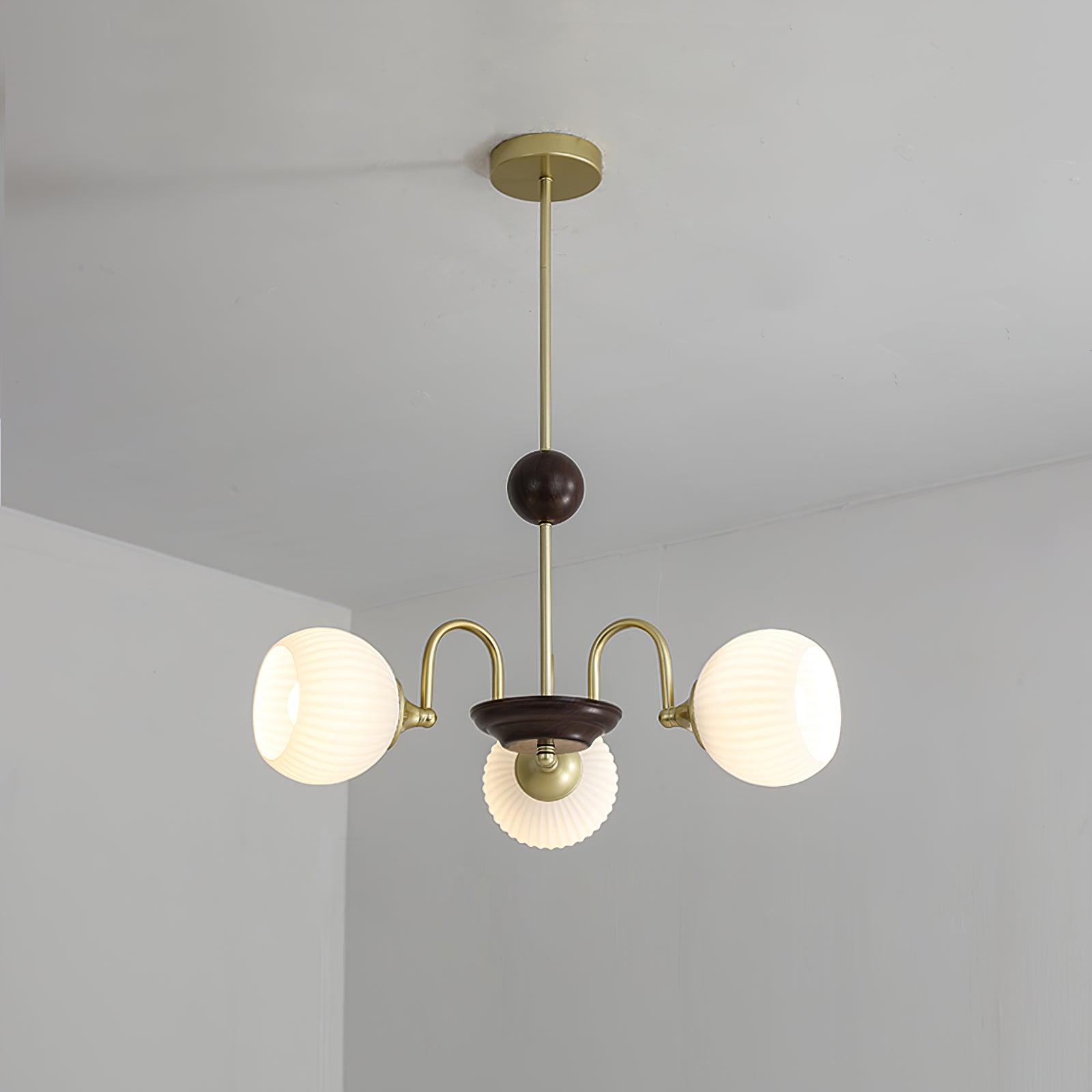 Lustra Chandelier Sculptural Glass Ribbed with Iron - Letslighting