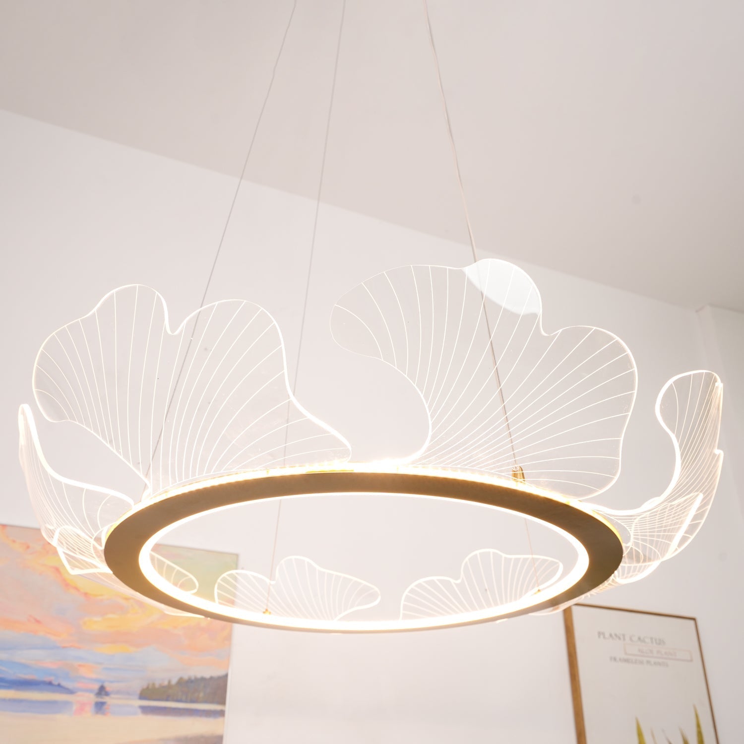 Lustra Pendant Lamp Frosted Acrylic Floral Ring - Letslighting