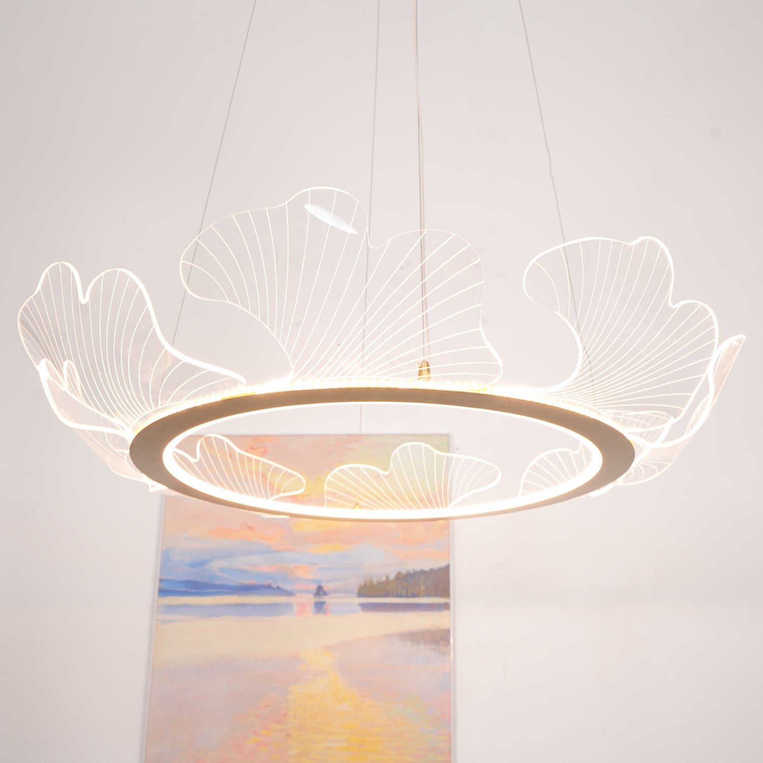 Lustra Pendant Lamp Frosted Acrylic Floral Ring - Letslighting