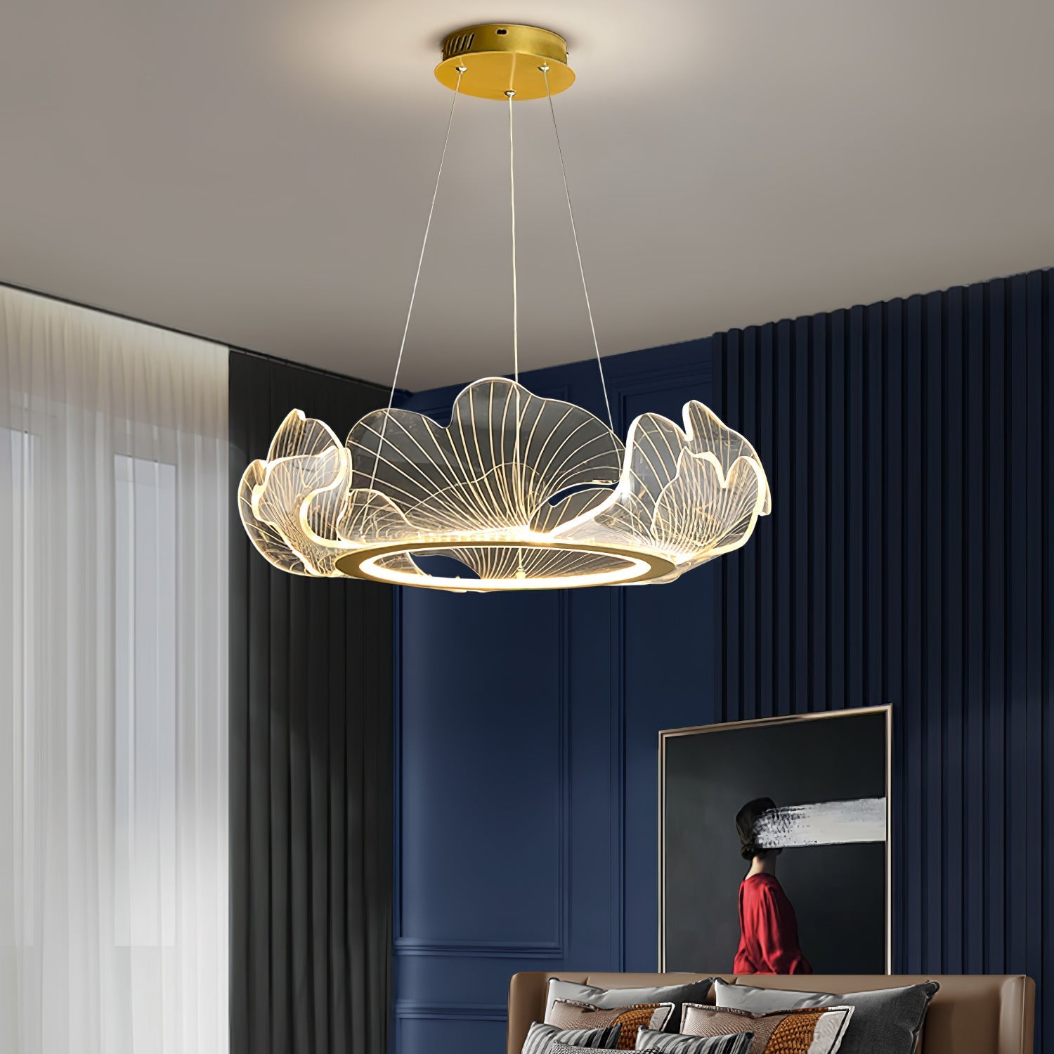 Lustra Pendant Lamp Frosted Acrylic Floral Ring - Letslighting