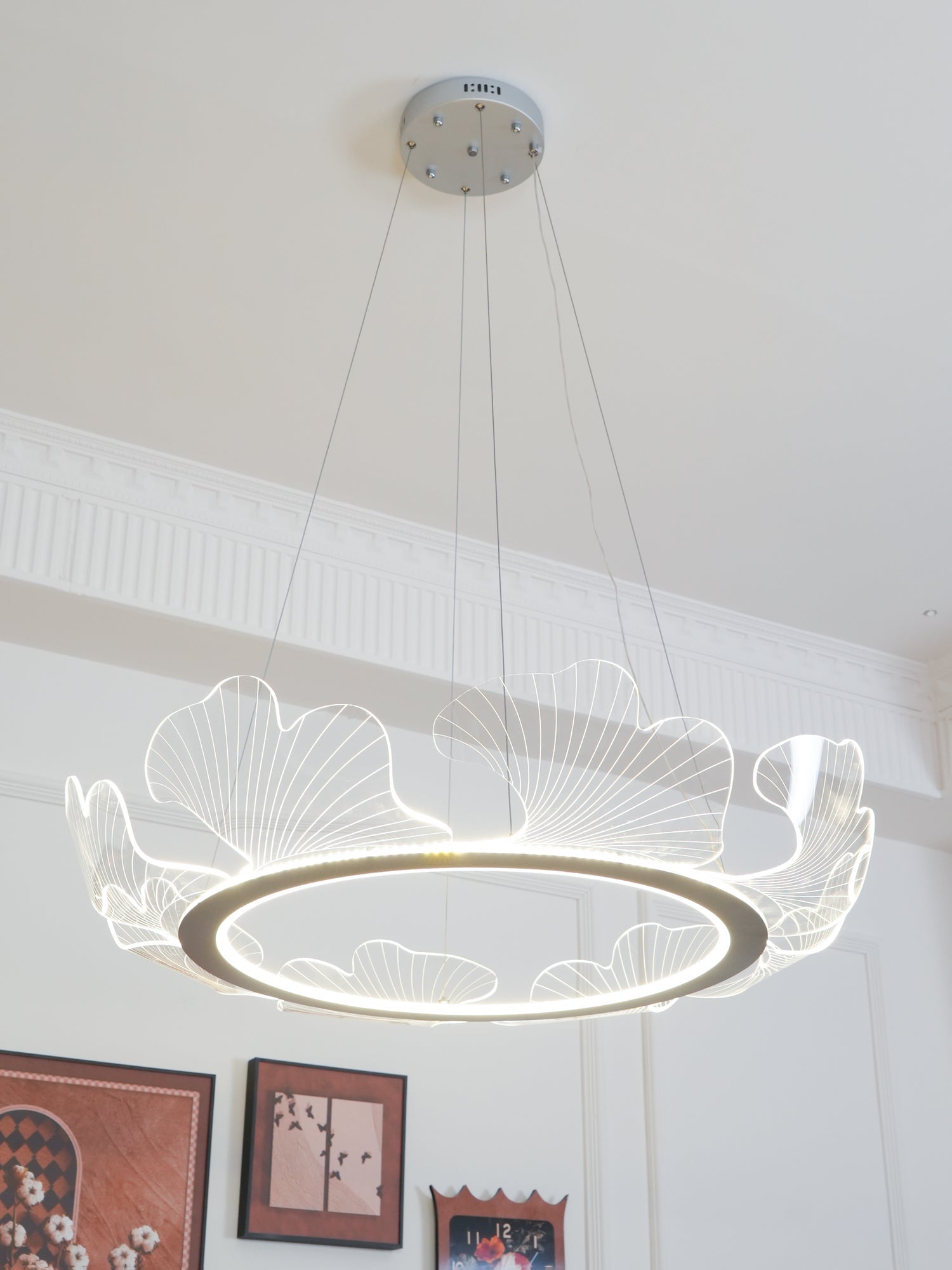 Lustra Pendant Lamp Frosted Acrylic Floral Ring - Letslighting