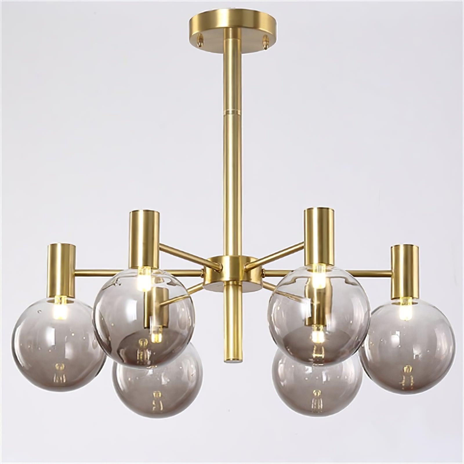 Lustra Chandelier Globe Glass Gold Frame Modern - Letslighting