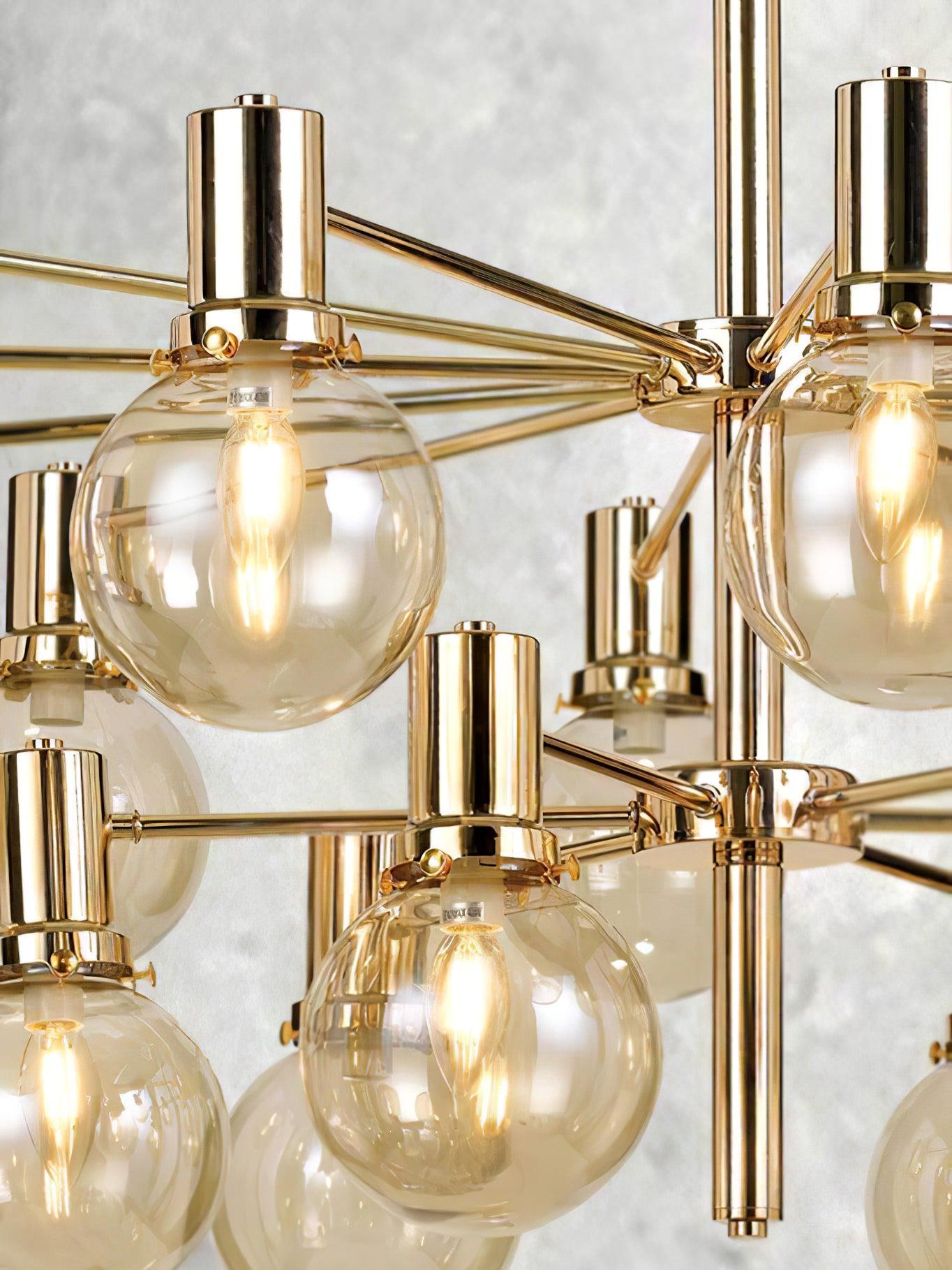Lustra Chandelier Globe Glass Gold Frame Modern - Letslighting